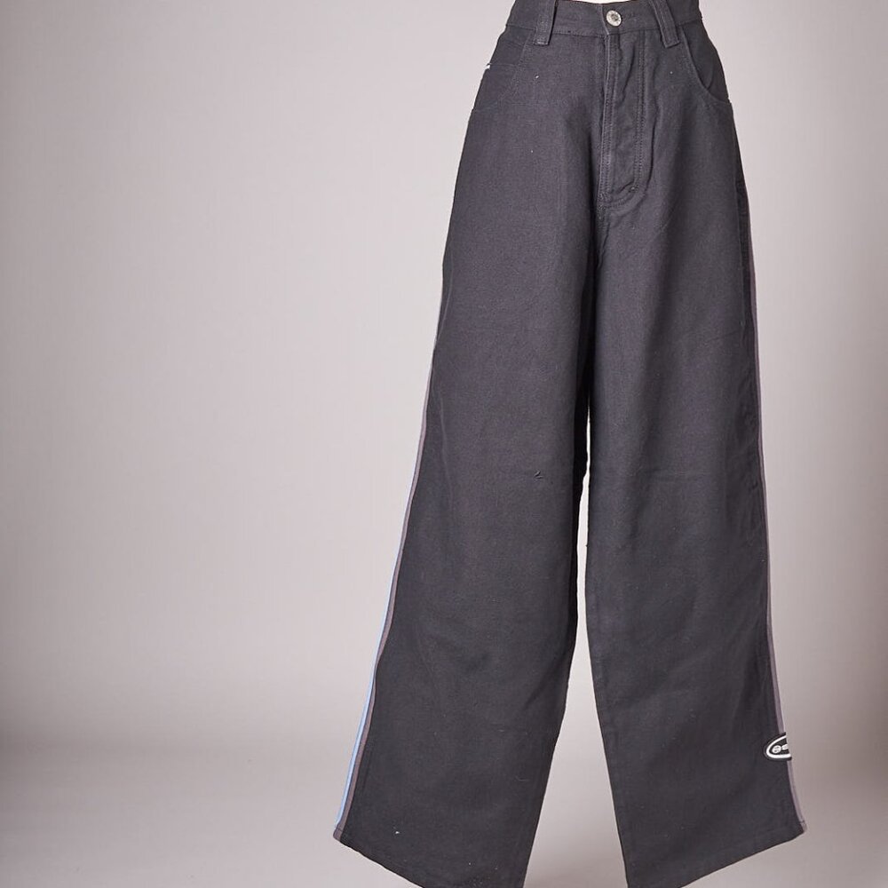 1990s Deadstock Skateboarding Split Wide Baggy Black Pants